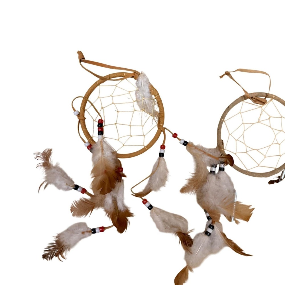 Unbranded Dreamcatcher Set Home Decor OS Brown Feather Beaded Wind Chime 5pc